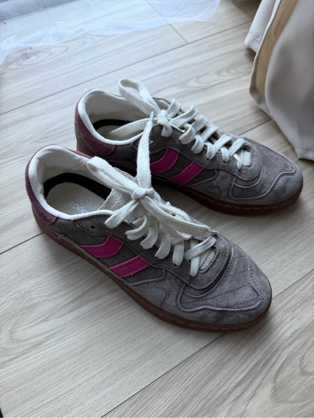 Coolway GOAL Women’s brown Suede Sneakerswith Pink Stripes - Casual Lace-Up